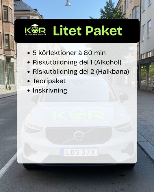 Litet paket (5 körlektioner 80 min) inklusive Risk 1-2 och teoriutbildning & inskrivning