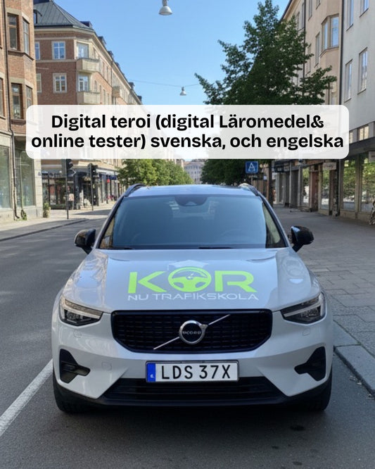 Teori digital (digital Läromedel& online tester)  svenska, och engelska.