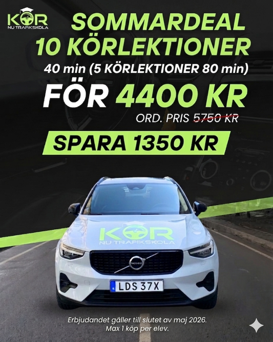 (10 körlektioner40  min) 5 körlektioner (80 min)